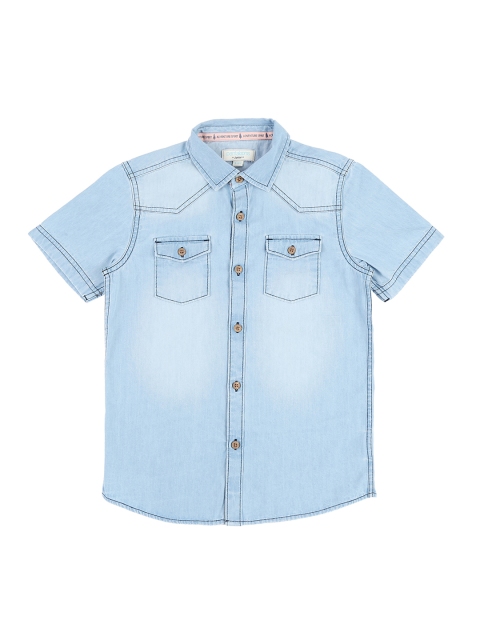 Pantaloons Junior Boys Blue Manhattan Regular Fit Faded Casual Shirt