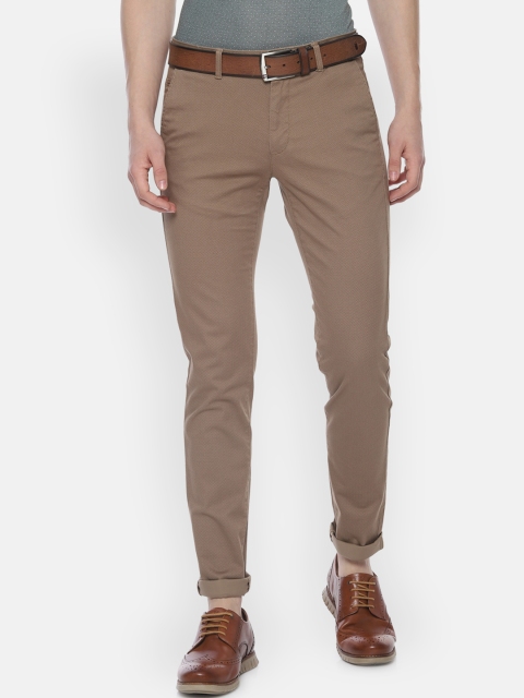 Van Heusen Sport Men Brown Slim Fit Printed Regular Trousers