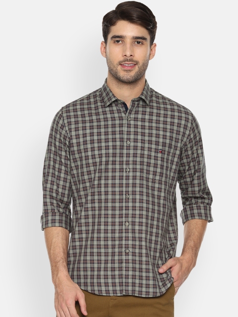 Louis Philippe Sport Men Grey Slim Fit Checked Casual Shirt