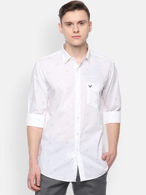 Allen Solly Men White Slim Fit Printed Casual Shirt