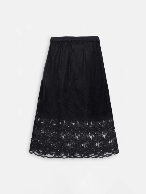 Oxolloxo Girls Black Shea Crochet A-Line Skirt