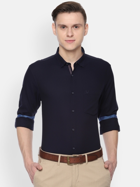 Allen Solly Men Navy Blue Slim Fit Solid Formal Shirt