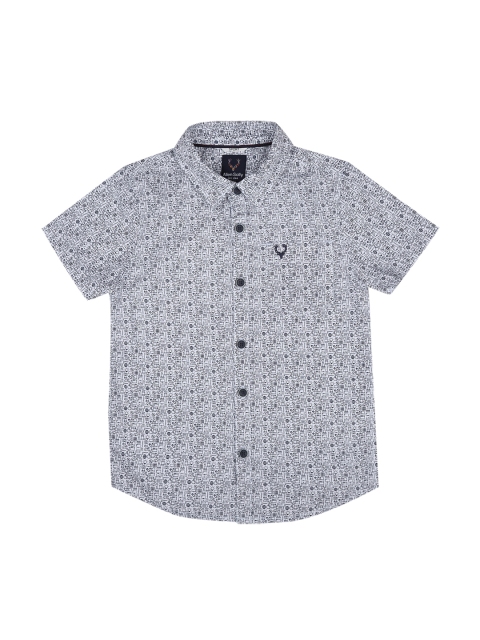 Allen Solly Junior Boys White & Black Regular Fit Printed Casual Shirt