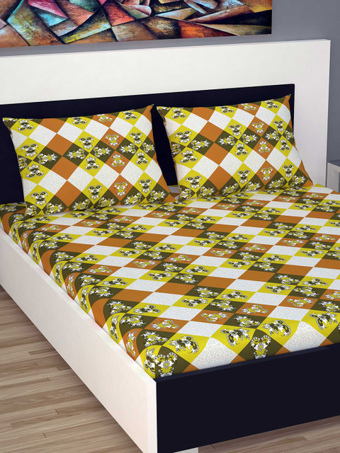 Divine Casa Yellow & Brown Abstract 144 TC Cotton 1 King Bedsheet with 2 Pillow Covers
Divine Casa Yellow & Brown Abstract 144 TC Cotton 1 King Bedsheet with 2 Pillow Covers