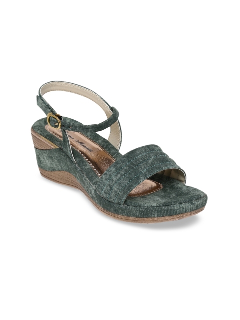 Bruno Manetti Women Green Solid Heels