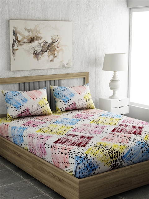 EverHOME Multicoloured Abstract 210 TC Cotton 1 Queen Bedsheet with 2 Pillow Covers, Multi
EverHOME Multicoloured Abstract 210 TC Cotton 1 Queen Bedsheet with 2 Pillow Covers, Multi
