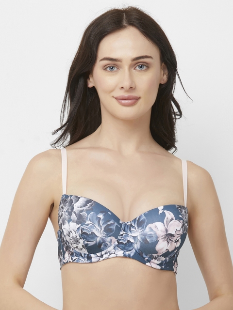 Soie Navy Blue Printed Underwired Lightly Padded Everyday Bra FB-540PR-3-PR-3