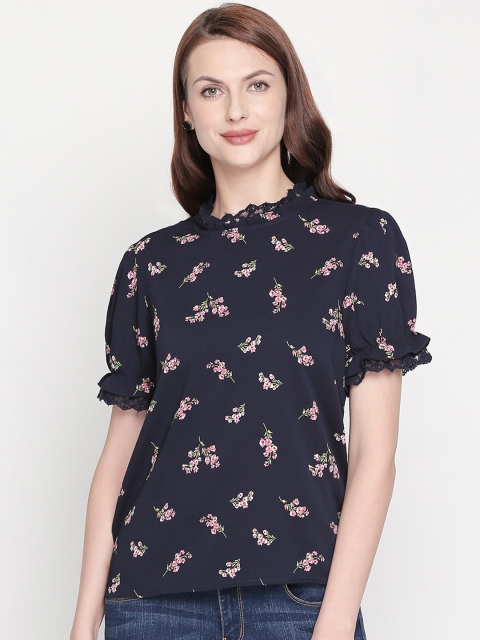 Honey by Pantaloons Women Navy Blue Printed Top