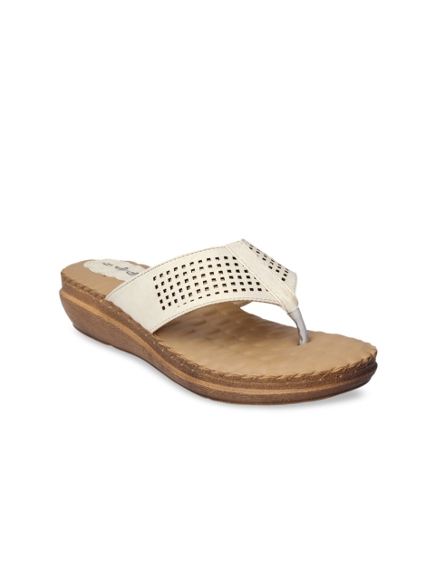 pelle albero Women White Solid Open Toe Flats