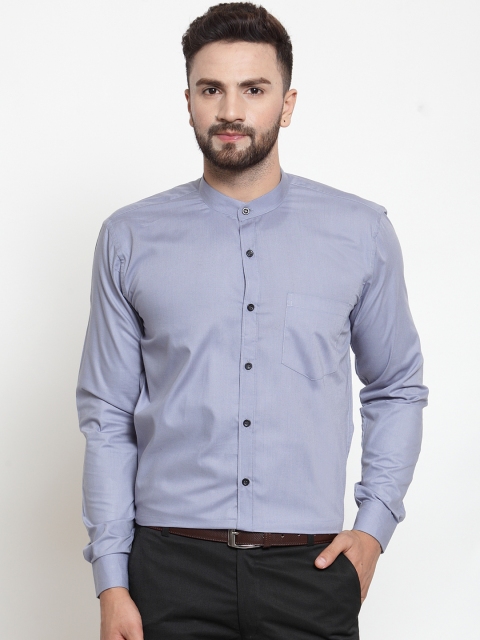 JAINISH Men Grey Classic Slim Fit Solid Formal Shirt