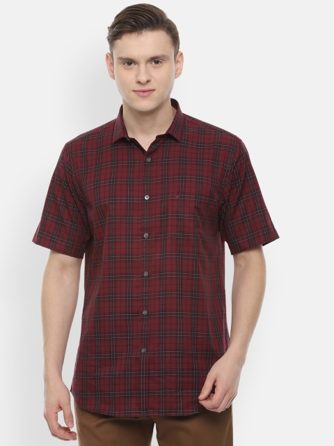 Allen Solly Men Maroon & Black Slim Fit Checked Casual Shirt