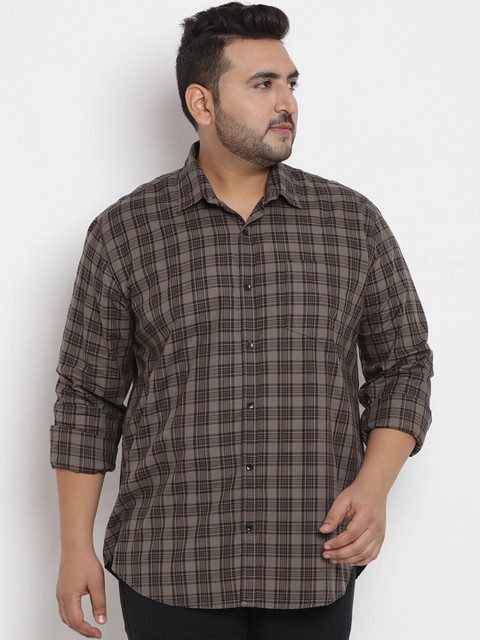 John Pride Plus Size Men Khaki Comfort Regular Fit Checked Casual Shirt 
John Pride Plus Size Men Khaki Comfort Regular Fit Checked Casual Shirt