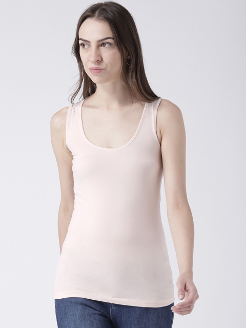 109F Women Pink Solid Scoop Neck T-shirt