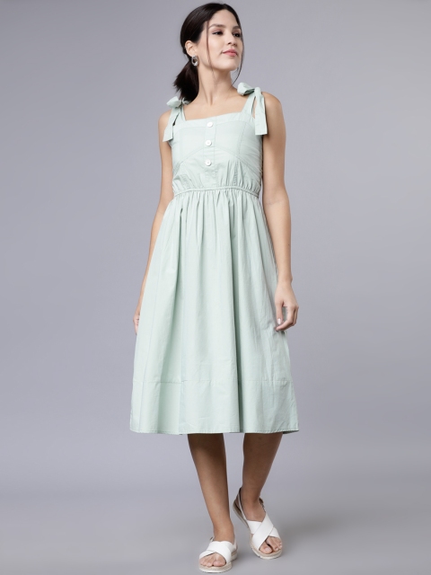 Tokyo Talkies Women Green Fit and Flare Dress