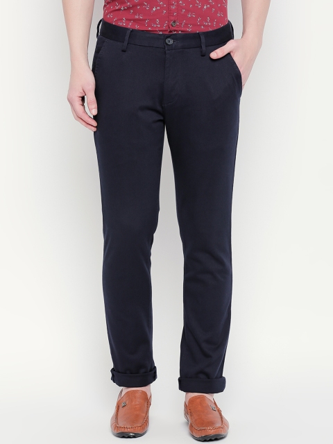 BYFORD by Pantaloons Men Blue Slim Fit Solid Regular Trousers