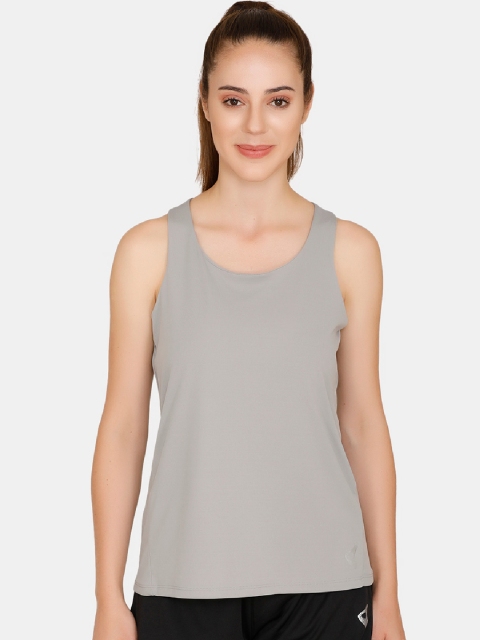 Zelocity Women Grey Solid Tank Top