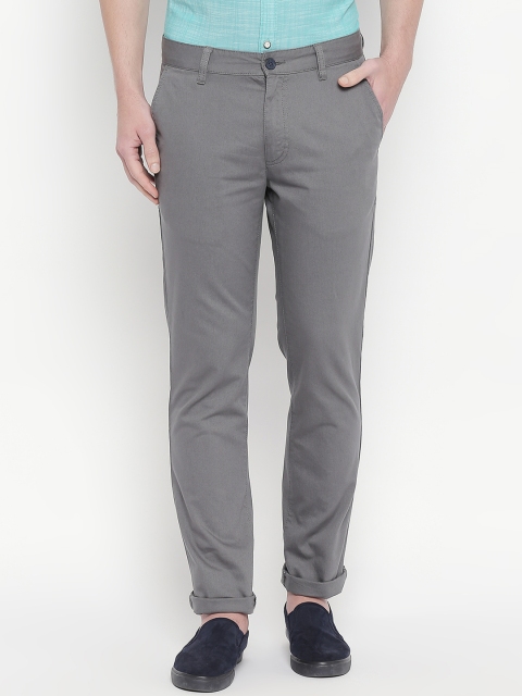 BYFORD by Pantaloons Men Grey Slim Fit Solid Chinos