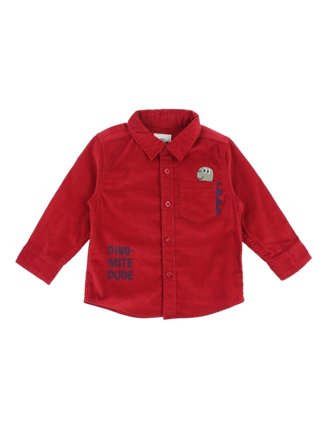 Pantaloons Baby Boys Red Regular Fit Solid Casual Shirt