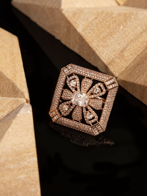 ANIKAS CREATIONS Women Rose Gold-Plated & White AD-Studded Handcrafted Adjustable Finger Ring
ANIKAS CREATIONS Women Rose Gold-Plated & White AD-Studded Handcrafted Adjustable Finger Ring