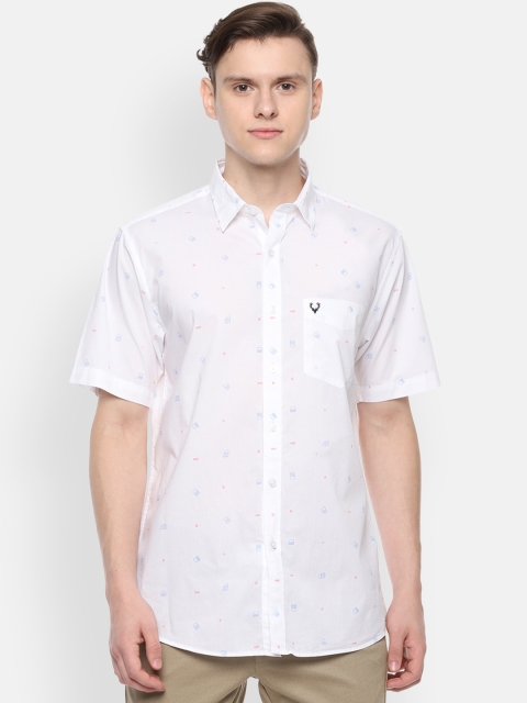 Allen Solly Men White & Blue Slim Fit Printed Casual Shirt