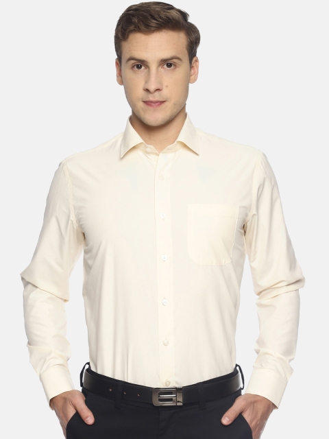 OBOW Men Cream-Coloured Premium Regular Fit Solid Formal Shirt