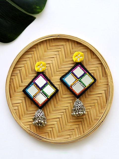 Krafted with Happiness Multicoloured Juhi Hand-Embroidered Mirror Drop Earrings, Multi
Krafted with Happiness Multicoloured Juhi Hand-Embroidered Mirror Drop Earrings, Multi