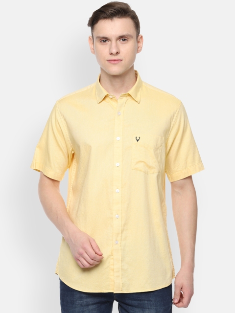 Allen Solly Men Yellow Slim Fit Self Design Casual Shirt