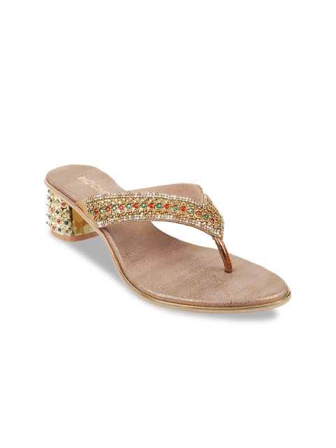 Mochi Women Gold-Toned Solid Heels
