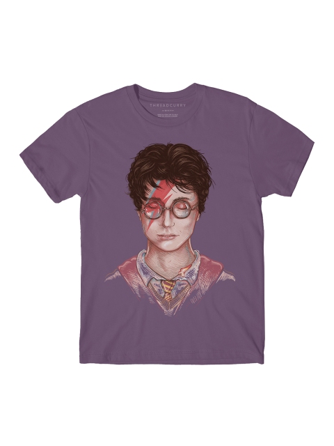 THREADCURRY Boys Purple Printed Round Neck T-shirt