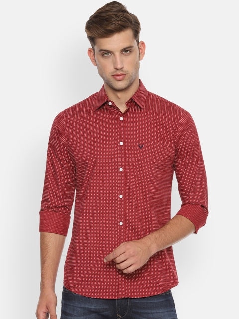 Allen Solly Men Red Slim Fit Printed Casual Shirt