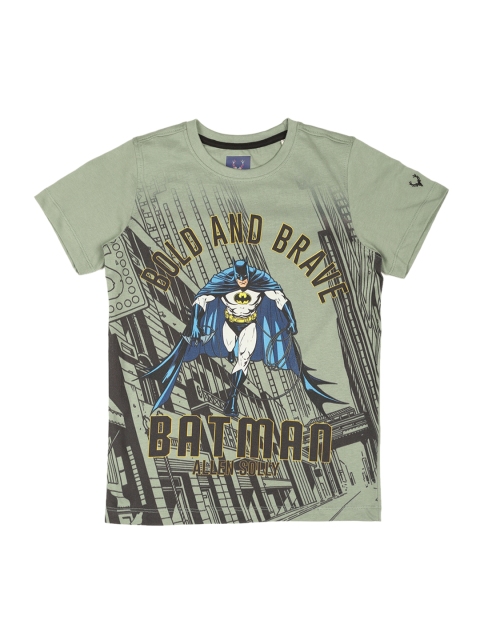 Allen Solly Junior Boys Olive Green Batman Printed Round Neck T-shirt