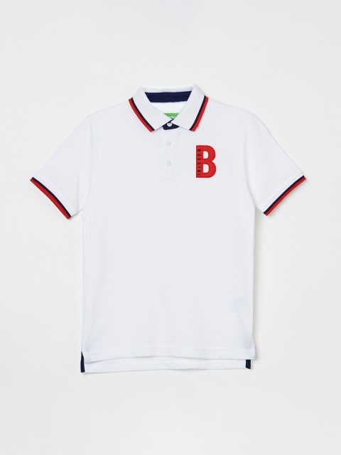 Bossini Boys White Solid Polo Collar T-shirt