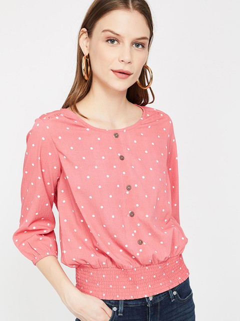 Bossini Women Pink Printed Blouson Top 
Bossini Women Pink Printed Blouson Top
