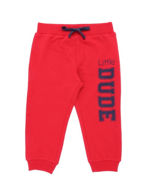 Pantaloons Baby Boys Red Printed Straight-Fit Joggers