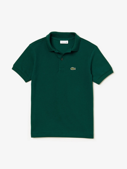 Lacoste Boys Green Solid Polo Collar T-shirt