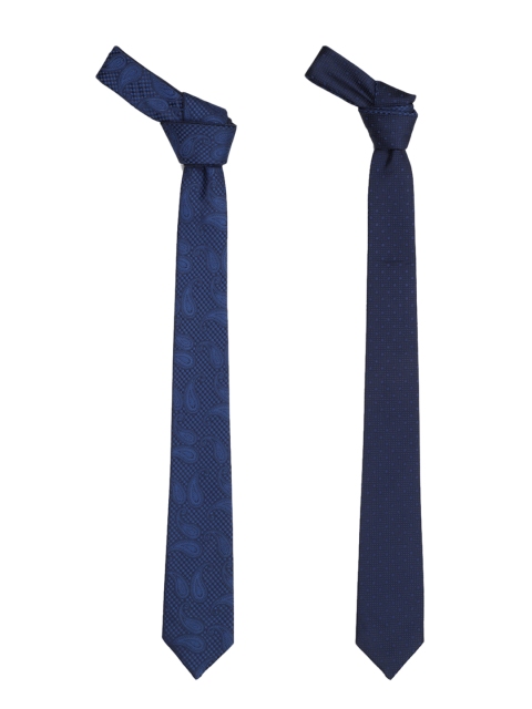 Van Heusen Pack Of 2 Woven Design Broad Tie, Blue
