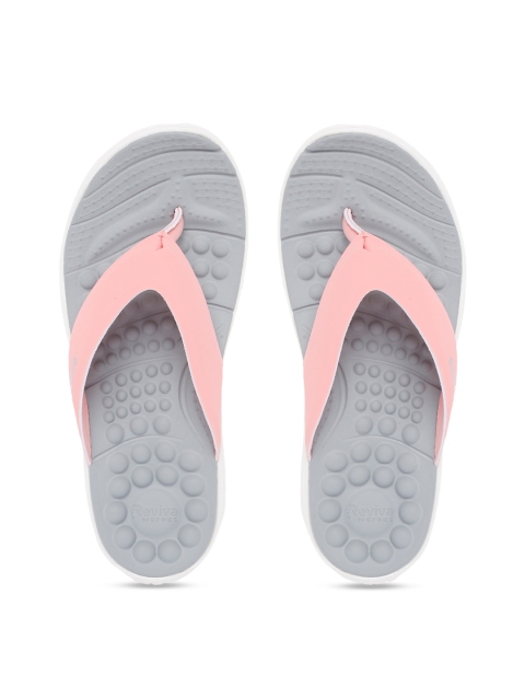Crocs Women Reviva Pink & Grey Solid Thong Flip-Flops