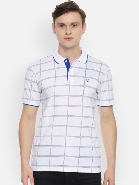 Allen Solly Men White Checked Polo Collar T-shirt