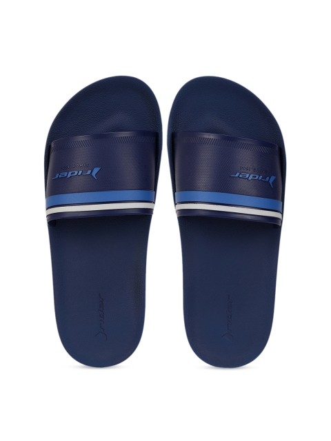 Rider Men Blue Striped Sliders