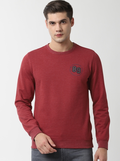 Peter England Casuals Men Maroon Solid Sweatshirt