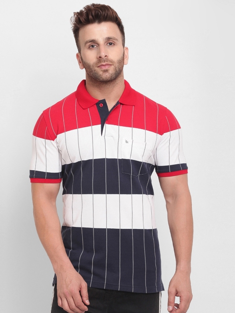 BULLMER Men Red & White Colourblocked Polo Collar T-shirt