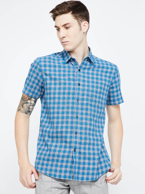 CODE by Lifestyle Men Navy Blue & White Regular Fit Checked Casual Shirt