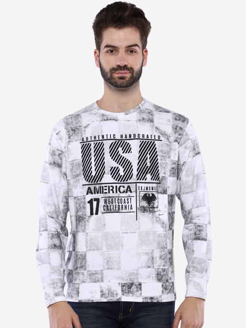 Duke Men White & Black Printed Sweatshirt