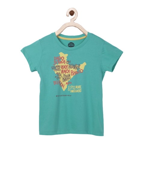 Cub McPaws Boys Green Printed Round Neck T-shirt