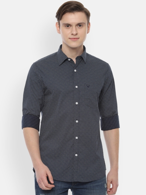 Allen Solly Men Navy Blue & White Slim Fit Printed Casual Shirt