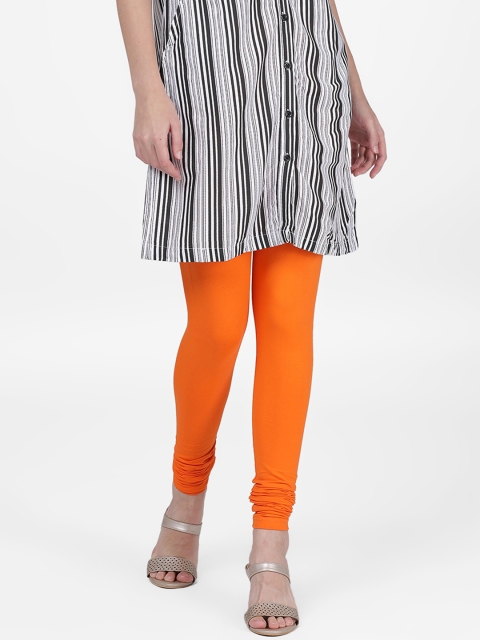 DIXCY SCOTT Slimz Women Orange Solid Churidar Length Leggings
