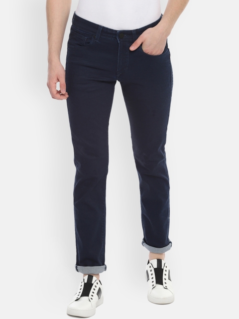 Louis Philippe Jeans Men Navy Blue Slim Fit Mid-Rise Clean Look Stretchable Jeans