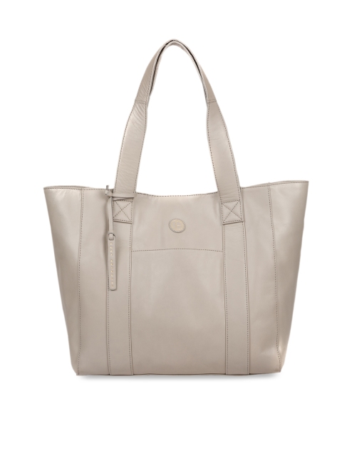 PURE LUXURIES LONDON Women Grey Solid Genuine Leather Cranbrook Tote Bag
