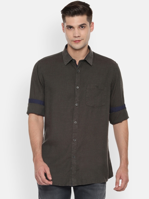 Van Heusen Sport Men Grey Slim Fit Self Design Casual Shirt
