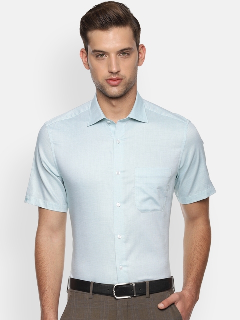 Louis Philippe Men Green Regular Fit Printed Formal Shirt
